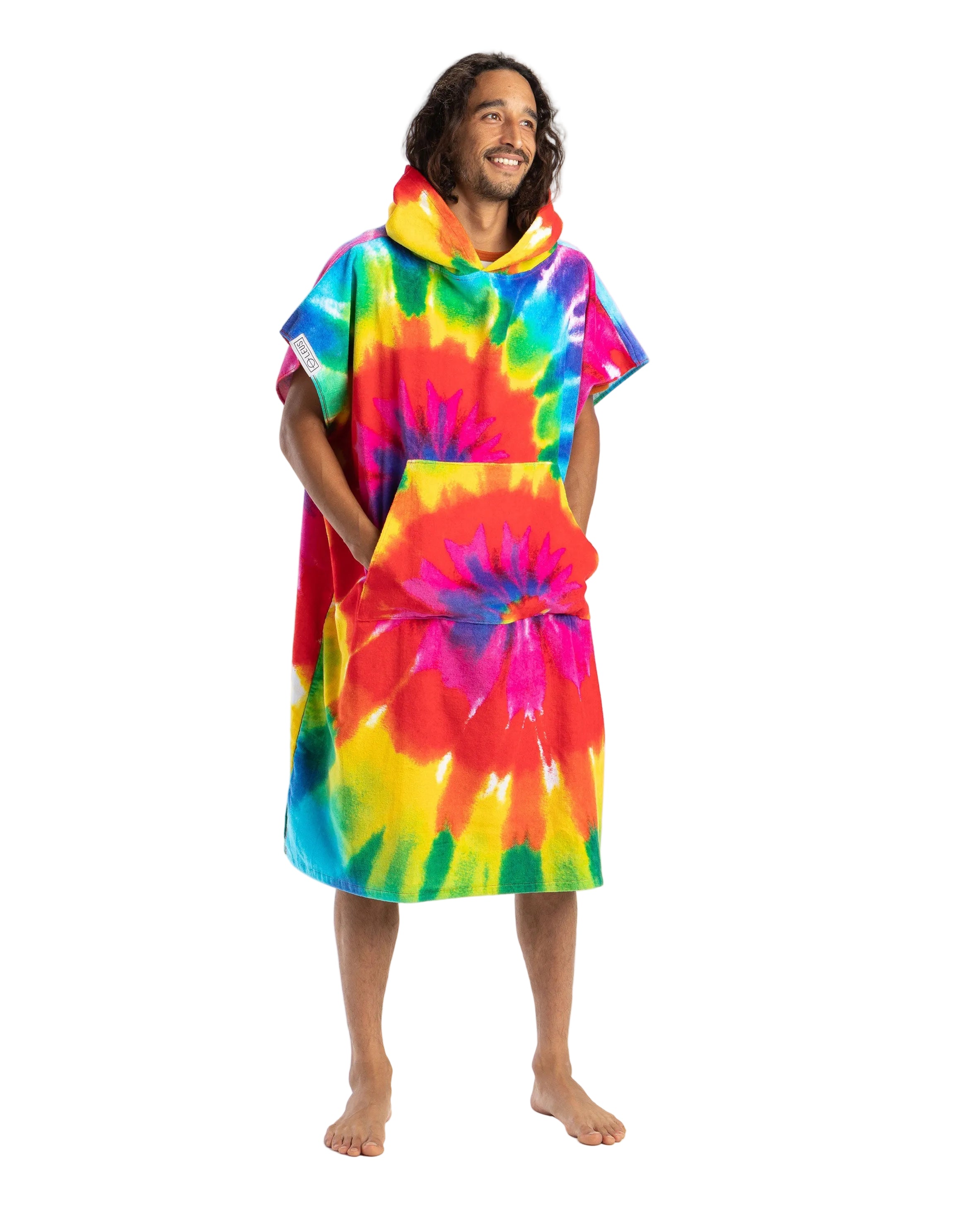 Large Tie Dye Rainbow comfortable ECO Poncho by LEUS